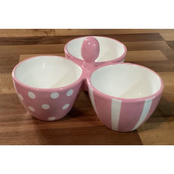 Pampered Chef Pink Bowl Trio Help Whip Breast Cancer 3-Part Candy Condiment Dish - Picture 7 of 8